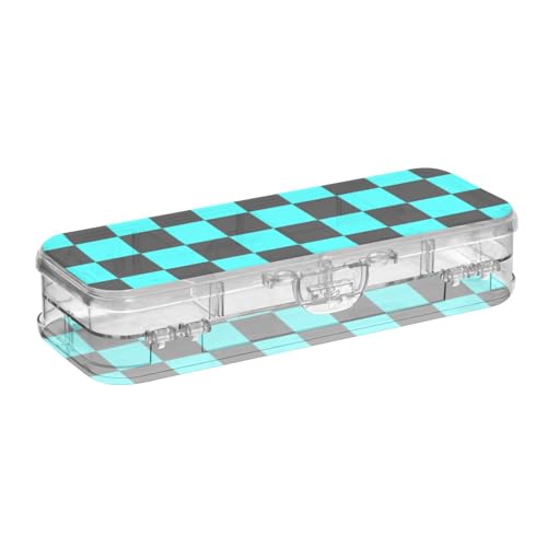 Buffalo Plaid Karo Schwarz Cyan Design Klar Bleistifte Box Doppelsteck Stifteetui hart für Schule mit Schnappverschluss von SyXIOP