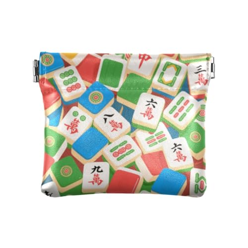 Bunte Cartoon-Mahjong-Geldbörse für Damen, Leder, Münzgeldbörse, wasserdicht, Mini-Make-up-Tasche für Männer und Frauen, Reisen, Bolsitas Para von SyXIOP