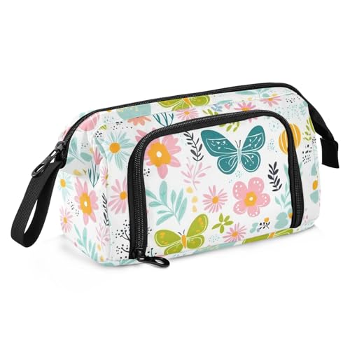 Bunte Federmappe mit Safari-Schmetterlingen, großes Fassungsvermögen, Federmäppchen mit Reißverschluss, für Lehrer, Grundschule von SyXIOP