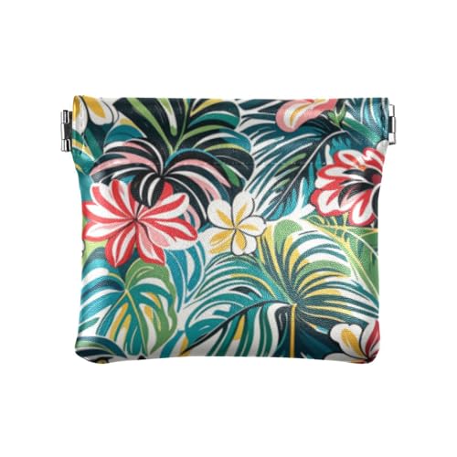 Bunte Sommer-Geldbörse mit hawaiianischen Blumen, modisch, für Damen, kleine Ledergeldbörse, praktischer Kleingeldhalter, Karten-Organizer für Männer und Frauen, Reisen, Soporte de Monedas Para Carro von SyXIOP