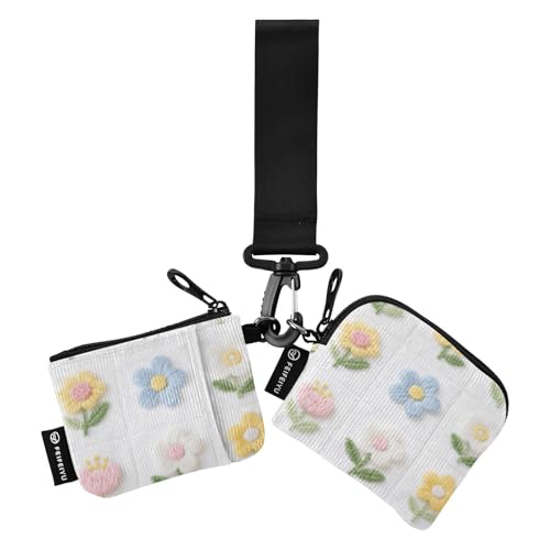 Bunte und schöne karierte Blumen, Damen-Geldorganizer, Mini-Visitenkartenhalter mit Reißverschlussfach für Damen, 2 Stück Bunte und schöne karierte Blumen, Damen-Geldorganizer, Mini-Visitenkartenhalter mit Reißverschlussfach für Damen, 2 Stück von SyXIOP