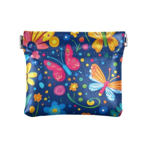 Cartoon Bunte Schmetterlinge Blumen Mode Damen Kleine Leder Kleingeld Geldbörse Dekorative Mini Geldbörse für Männer Frauen Reisen Mondero Para Hombre von SyXIOP