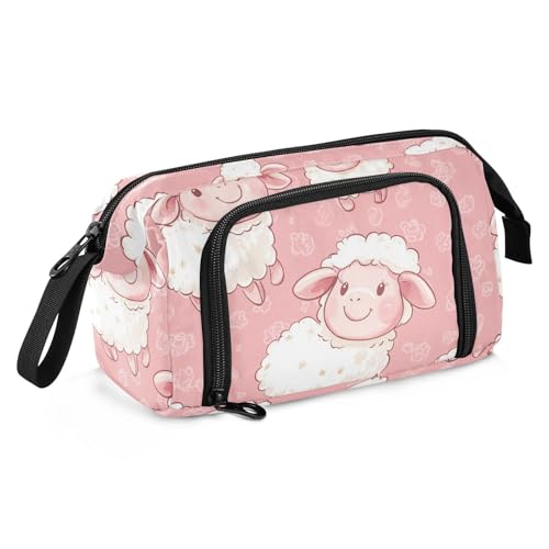 Cartoon Chidish Cute White Sheep Large Pencil Case Large Capacity Pen Case Cosmetic Makeup with Slot for Teacher Kindergarten von SyXIOP