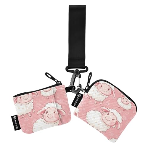 Cartoon Chidish Cute White Sheep Women Card Cases Change Holder Minimalist ID Card Protector with Keychain for Lady 2 Packs Wallet para tarjetas de Mujer von SyXIOP