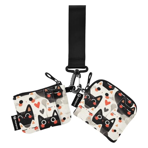 Cartoon Cute Cats Damen Kleingeldbörse Kartenetuis Slim Abnehmbare Geld Organizer mit Reißverschluss Münzfach für Frauen 2 Packungen billetera de Mujer para tarjetas von SyXIOP