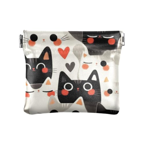 Cartoon Cute Cats Fashion Damen Kleine Leder Kleingeld Geldbörse Fancy Mini Kartenhalter Geldbörse für Männer Frauen Reise Bolsas Para Monedas de Mujer von SyXIOP
