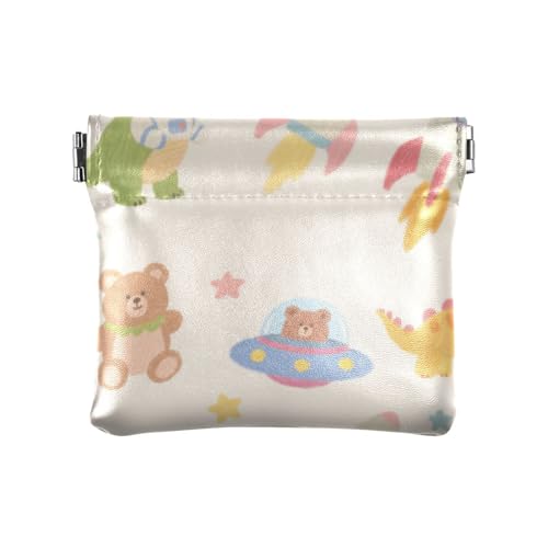 Cartoon Cute Dinosaurier Raketen Mode Damen Leder Münzgeldbörse Niedlich Kleingeld Geldbörse für Männer Frauen Reise soporte de monedas para von SyXIOP