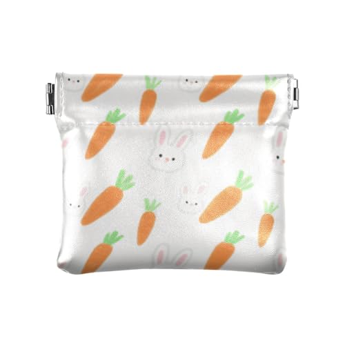 Cartoon Cute White Bunny and Carrot Fashion Women Men Leather Coin Purses Portable Pocket Purse Makeup Bag for Men Women Travel monedas para carro von SyXIOP