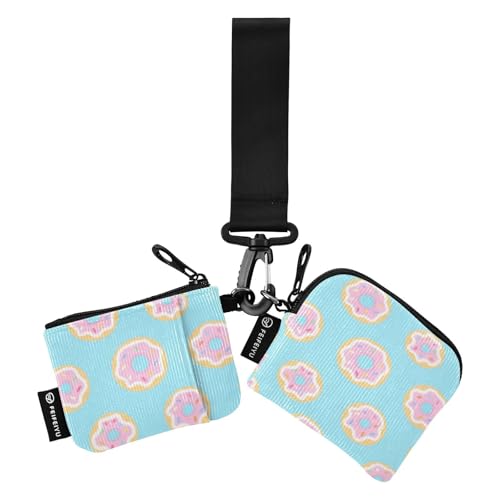 Cartoon Donut Blau Damen Dual Wallets Visitenkartenetuis Klein Abnehmbarer Reißverschluss Handgelenk Geldbörse mit Schlüsselanhänger für Frauen 2 Packungen Tarjetas de crédito para Cartoon Donut Blau Damen Dual Wallets Visitenkartenetuis Klein Abnehmbarer Reißverschluss Handgelenk Geldbörse mit Schlüsselanhänger für Frauen 2 Packungen Tarjetas de crédito para von SyXIOP
