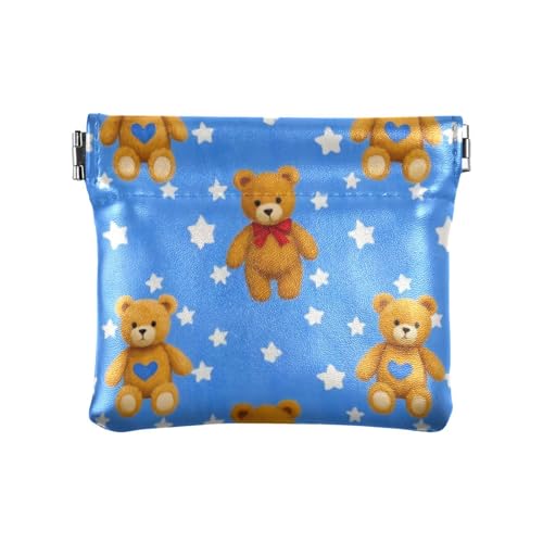 Cartoon-Geldbörse mit niedlichem braunem Teddybär, modisch, Leder, dekorativer Verschluss, Kartenhalter für Männer und Frauen, Reisen, Bolsitas Para von SyXIOP