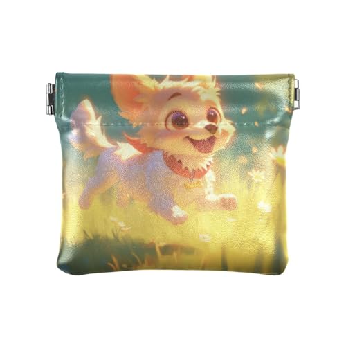 Cartoon-Geldbörse mit niedlichem weißem Hund, modisch, PU-Leder, praktische Mini-Geldbörse für Kleingeld, Münzfach, für Männer und Frauen, Reisen, pequena para von SyXIOP