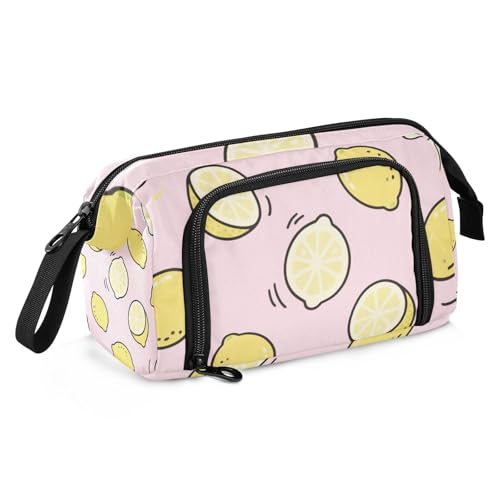 Cartoon Lemon Pink School Pencil Case Large Capacity Hard Shell Pencil Case with Zipper for Adolescentes Middle School von SyXIOP
