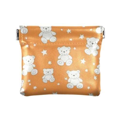 Cartoon-Münzgeldbörse, niedlicher weißer Teddybär, Sterne, modisch, für Damen, aus PU-Leder, ausgefallener Münzhalter für Männer und Frauen, Reisen, Bolsas Para von SyXIOP