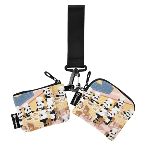 Cartoon Penda Chef Gelb Damen Kleingeldbörse Kartenetuis Dünn Flach Reißverschluss Münzbörse Geldbörse Geldbörse Geldbörse mit Reißverschlusstasche für Arbeit Reisen 2 Stück Tarjeteros para Mujer von SyXIOP