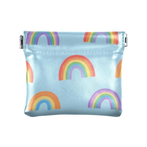 Cartoon Regenbogen Blau Mode Frauen Leder Bargeld Geldbörse Dekorative Kartenetuis Geld Organizer für Männer Frauen Reise Monjer para monedas von SyXIOP