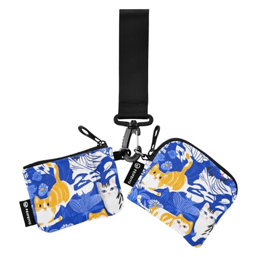 Chic American Shorthaircats Royal Blue Dual Coin Purse Credit Card Holder Wallet Small Portable Card Organizer Purse with Keychain for Work Travel 2 Packs Wallet para tarjetas von SyXIOP
