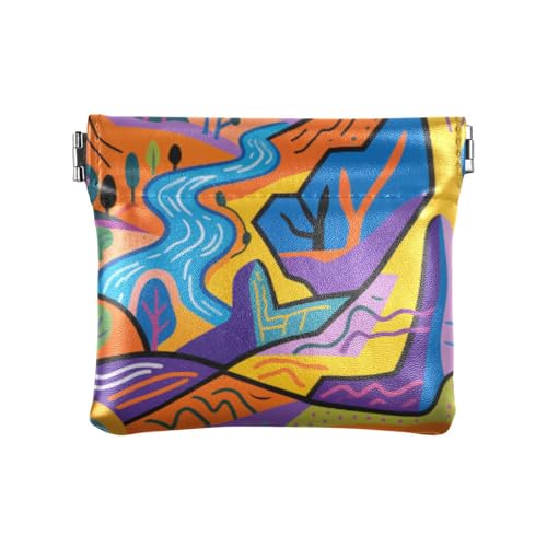 Colorful Mountain Peak Fashion Damen Kleine Leder Kleingeldbörse Dekorative Mini-Geldbörse für Männer Frauen Reisen monedas para von SyXIOP