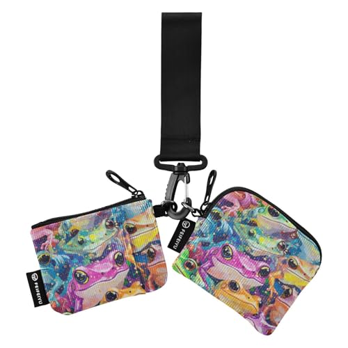 Colorul Art Ästhetische Frösche Damen Münzgeldbörsen Kartenetuis Kompakte Größe Visitenkartenhalter mit Schlüsselanhänger für Damen 2 Packungen Mujer Para von SyXIOP