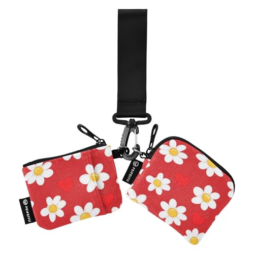 Daisy Crimson Valentines White Dual Wristlet Wallets for Women Compact Size ID Card Protector with Keychain for Woman 2 Pcs de credito para hombre von SyXIOP