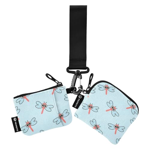 Damen-Geldbörse mit Cartoon-Libellen-Motiv, Kartenhalter, schlank, tragbar, mit Reißverschlussfach, 2 Packungen Damen-Geldbörse mit Cartoon-Libellen-Motiv, Kartenhalter, schlank, tragbar, mit Reißverschlussfach, 2 Packungen von SyXIOP