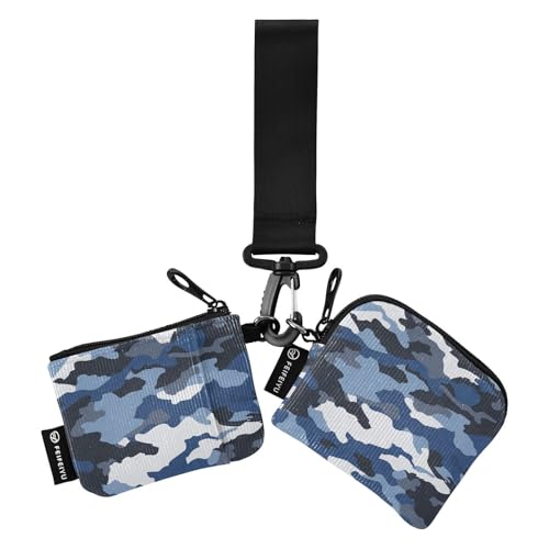 Damen-Geldbörsen, Kartenetui, klein, tragbar, Schlüsselhalter mit Reißverschlussfach, Blau und Weiß, Camouflage, 2 Stück Damen-Geldbörsen, Kartenetui, klein, tragbar, Schlüsselhalter mit Reißverschlussfach, Blau und Weiß, Camouflage, 2 Stück von SyXIOP