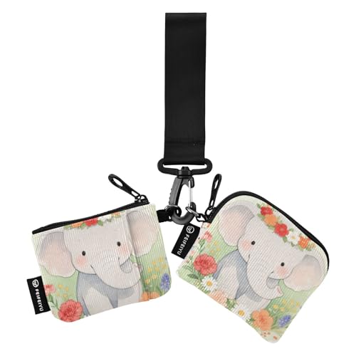 Damen-Geldorganizer, Cartoon-Elefant, klein, tragbar, Kreditkartenetui, mit Schlüsselanhänger für den täglichen Gebrauch, 2 Packungen Damen-Geldorganizer, Cartoon-Elefant, klein, tragbar, Kreditkartenetui, mit Schlüsselanhänger für den täglichen Gebrauch, 2 Packungen von SyXIOP