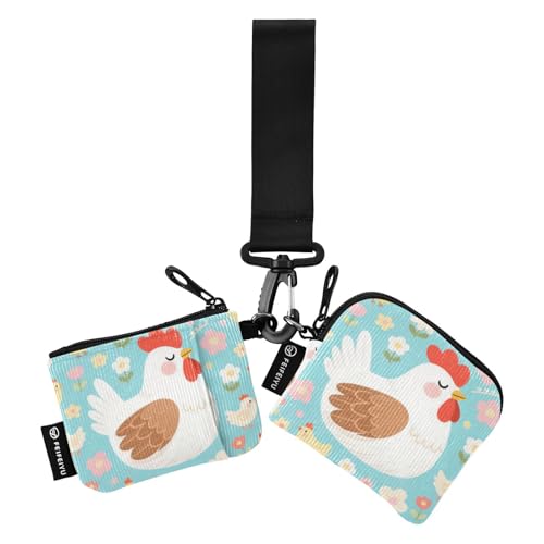 Damen-Geldorganizer mit niedlichem Cartoon-Huhn, schmal, tragbar, Ausweis-Schutz mit Schlüsselanhänger, für Damen, 2 Stück de credito para Hombre von SyXIOP