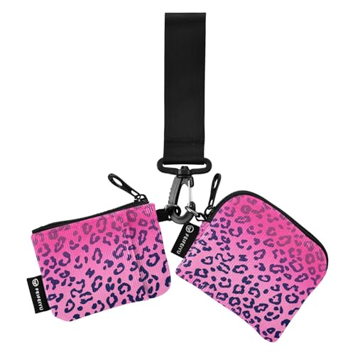 Damen Münzgeldbörsen Kartenetuis mit Leopardenmuster, schlank, abnehmbar, mit Handgelenkschlaufe für Arbeit, Reisen, 2 Stück Damen Münzgeldbörsen Kartenetuis mit Leopardenmuster, schlank, abnehmbar, mit Handgelenkschlaufe für Arbeit, Reisen, 2 Stück von SyXIOP