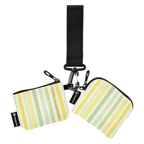 Damen Münztaschen Kartenhalter Slim Detachable Zipper Wristlet Wallet mit Schlüsselanhänger für Damen, Zitronengelb, Hellgrün, Streifenmuster, 2 Packungen, Porta Tarjetas de crédito von SyXIOP