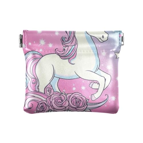 Dreamy Unicorns Magical Fashion Damen Kleine Leder Münzgeldbörse Geldbörse Dekorative Organisationstaschen für Männer Frauen Reisen Mini Monedas von SyXIOP