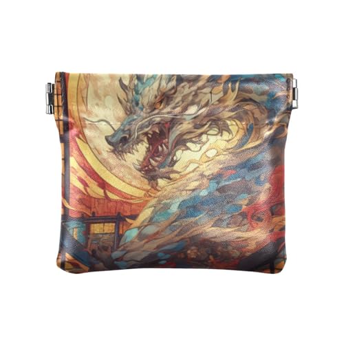 Eine coole japanische Anime-Drachen-Mode, kleine Leder-Münzgeldbörse, tragbarer Kleingeldhalter, Karten-Organizer für Männer und Frauen, Reisen von SyXIOP