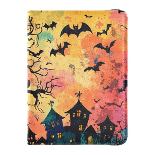Evil Yellow Pumpkin on Halloween Leather Passport and Imaccine Card Holder Combo for Travel Imaccine Card Holder Cover Combo Travel Passport Wallet With Imaccination Card Slot for Men Waterproof von SyXIOP