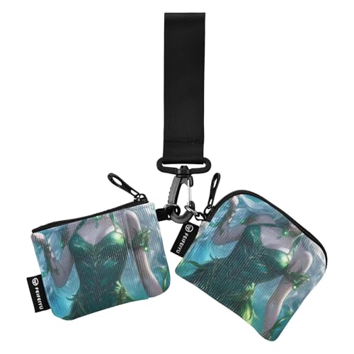 Fairy Game Anime Girl Fantasy Art Style Damen Kleingeldbörse Kartenetuis Klein Abnehmbar Reißverschluss Handgelenk Geldbörse mit Reißverschluss Münzfach für den täglichen Gebrauch 2 Packungen von SyXIOP