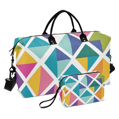 Farbenfrohes Parallelogramm-Design, dekorativer Wochenendtasche, Turnbeutel mit Kulturbeutel zum Wandern, großes Fassungsvermögen, Bolsa de Gym para Mujer Farbenfrohes Parallelogramm-Design, dekorativer Wochenendtasche, Turnbeutel mit Kulturbeutel zum Wandern, großes Fassungsvermögen, Bolsa de Gym para Mujer von SyXIOP