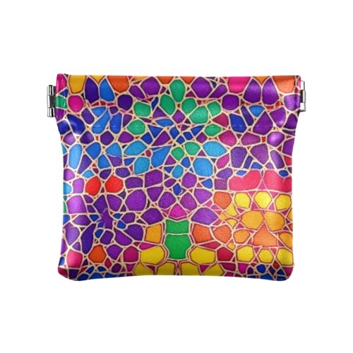 Farbige, unregelmäßige abstrakte modische Damen-Geldbörse aus Leder, wasserdicht, Reisezubehör für Männer und Frauen, Reisemondero para monedas von SyXIOP