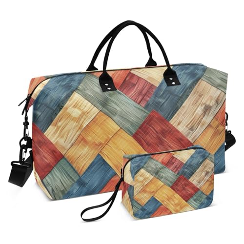 Farbige Holzmaserung, dekorativ, Wochenendtasche, Turnbeutel mit verstellbarem Riemen für Trekking, faltbar, Bolsas de para Mujer en Avion von SyXIOP