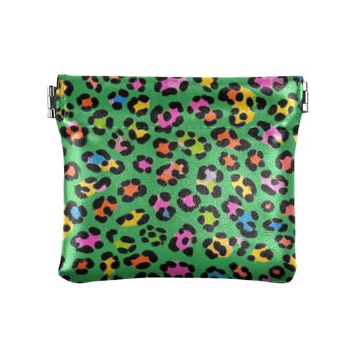 Fashion Color Leopard Green Fashion Women Men Leather Coin Purses Waterproof Coin Holder for Men Women Travel Bolsas para monedas de von SyXIOP