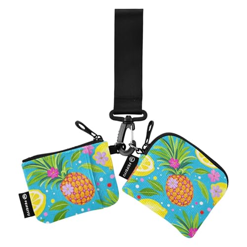 Fashion Summer Fruit Ananas Lemon Blue Damen Kartenetuis Kleingeldhalter Slim Abnehmbare Handgelenktasche Schlüsselhalter mit Schlüsselanhänger für Damen 2 Stück de credito para Hombre von SyXIOP