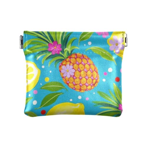 Fashion Summer Fruit Pineapple Lemon Blue Fashion Damen Leder Münzgeldbörse Portmonee für Frauen monderos pequenos de Mujer von SyXIOP