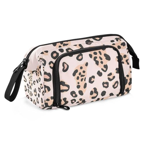 Federmäppchen, Leopardenmuster, großes Fassungsvermögen, mit Griff, für Teenager, Jungen, Schulbedarf, Beige Federmäppchen, Leopardenmuster, großes Fassungsvermögen, mit Griff, für Teenager, Jungen, Schulbedarf, Beige von SyXIOP