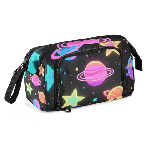 Federmäppchen, fluoreszierend, farbige Sterne und Planeten, großes Fassungsvermögen, leicht, für Erwachsene, Schulbedarf von SyXIOP