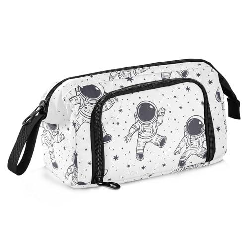 Federmäppchen mit Astronauten-Kritzeleien, einfache Linien, großes Fassungsvermögen, Kosmetik, tragbar, für Teenager, Jungen, Elementar von SyXIOP