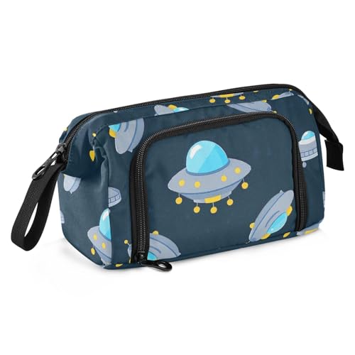 Federmäppchen mit Cartoon-Motiv, niedlich, blau-grau, Raumschiff, große Kapazität, Schreibwaren, Federmäppchen, multifunktional, für Jugendliche, College von SyXIOP