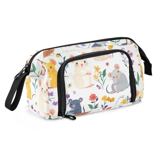 Federmäppchen mit Cartoon-Motiv, niedliches und buntes Mäuse, großes Fassungsvermögen, mit Reißverschluss, für adrette Schulutensilien von SyXIOP