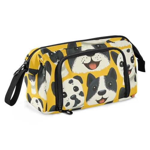 Federmäppchen mit Hundemotiv, großes Fassungsvermögen, tragbar, für adretten Schulbedarf von SyXIOP