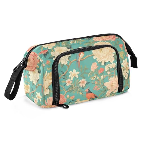 Federmäppchen mit blauen Blumen und Vögeln, großes Fassungsvermögen, spezielles Federmäppchen mit Schlitz für Studenten, High School Federmäppchen mit blauen Blumen und Vögeln, großes Fassungsvermögen, spezielles Federmäppchen mit Schlitz für Studenten, High School von SyXIOP