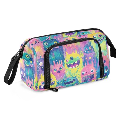 Federmäppchen mit buntem Monster-Design, großes Fassungsvermögen, Schreibwaren, Federmäppchen mit Reißverschluss, für Schüler, adretter Schulbedarf Federmäppchen mit buntem Monster-Design, großes Fassungsvermögen, Schreibwaren, Federmäppchen mit Reißverschluss, für Schüler, adretter Schulbedarf von SyXIOP