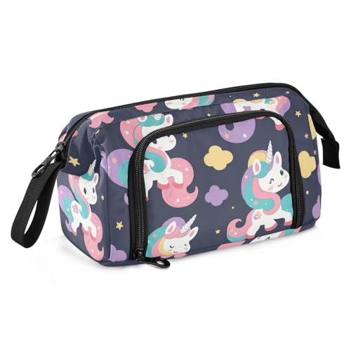 Federmäppchen mit niedlichem Cartoon-Motiv, weiße Einhörner, großes Fassungsvermögen, Kosmetik, mit Reißverschluss, für Teenager, Schulbedarf Federmäppchen mit niedlichem Cartoon-Motiv, weiße Einhörner, großes Fassungsvermögen, Kosmetik, mit Reißverschluss, für Teenager, Schulbedarf von SyXIOP