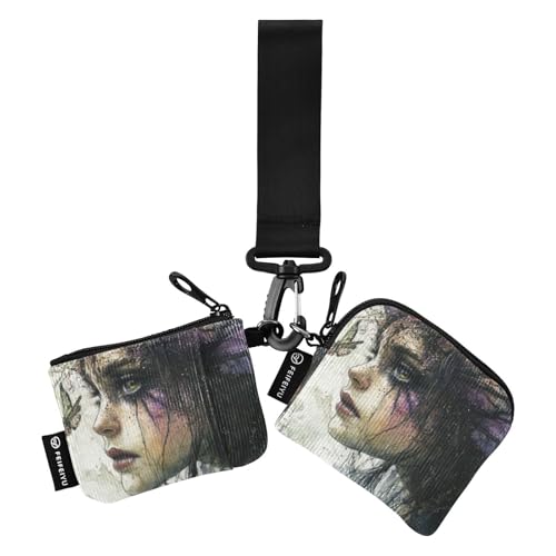 Geheimnisvolle und schöne Elfen-Münzgeldbörsen für Damen, Kartenetuis, minimalistisch, Reißverschluss, Handgelenktasche mit Schlüsselanhänger, für Damen, 2 Packungen von SyXIOP
