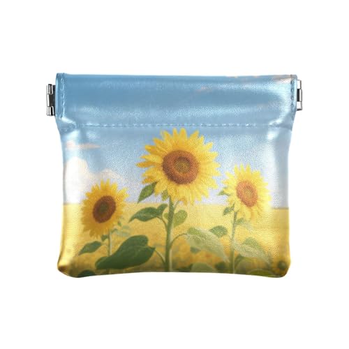 Gelbe Sonnenblumen-Blumen, modische Damen-Geldbörse aus Leder, dekorative Karte, Schlüssel-Organizer für Männer und Frauen, Reisen, Bolsas Para Monedas de Mujer von SyXIOP